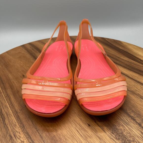 Crocs Isabella Jelly Flats Womens Size 9 Huarache Sandals Pink Casual Comfort - Picture 2 of 8